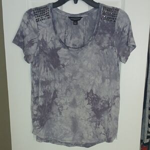 Rock & Republic Gray Tie-Dye Studded Tee